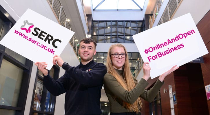 The usual hustle and bustle to be found at South Eastern Regional College (SERC) has moved online where teaching and learning is found in virtual classrooms for all students from Bangor to Downpatrick, Lisburn to Newtownards 